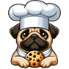 Pug Chef with Biscuit