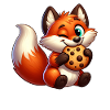 Cute red fox with biscuit