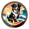 Australian Shepherd Dog Surfing