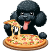 Comic Poodle with Pizza