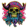 Crâne de pirate psychédélique