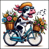 Vache chantante sur le vélo