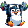 Penguin with dumbbell: fitness training