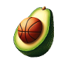 Avocado mit Basketballkern
