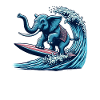 Éléphant surfeur