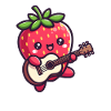 Cute strawberry with guitar