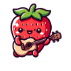Cute strawberry with guitar
