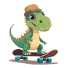 Cute dinosaur riding skateboard