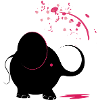Black elephant with pink paint