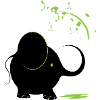 Black elephant with green paint