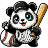 Panda baseball player in action