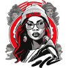 Girl in old school and hip hop design