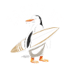 Pingouin Surf Surfer Funny Gift