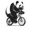 Radfahrender Panda