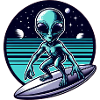 Alien Surfer on UFO Wave
