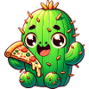 Cute Kawaii Cactus with Pizza