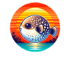 Puffer fish at sunset