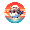 Puffer fish at sunset