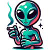 Alien mit Joint Zigarette rauchen