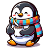 Charming Penguin with Colourful Scarf
