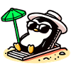 Sunbathing Penguin: Beach Day Chill