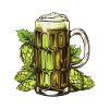 Beer glass hops