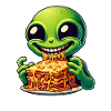 Alien enjoys Italian lasagna