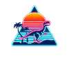 Retro Dinosaur in 80s Triangle