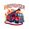 Fire brigade with fire engine