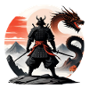 Samurai Japan Landscape Black Dragon