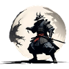 Samurai Krieger im Vollmond
