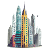 Big city with skyscrapers