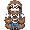 Cute sloth drinking coffee