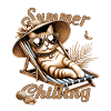 Cat chilling in summer