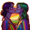Regenbogenfarbene Lesben