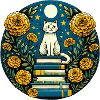 Bookish White Cat