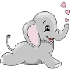 Lying happy baby elephant
