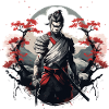 Samurai Japan Cherry Tree Landscape