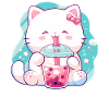 Gatto che beve bubble tea boba e gatti anime