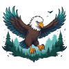 Eagle flies over forest