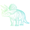 Triceratops Dinosaur Drawing Gradient Blue Green