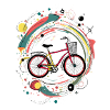 Bicycle illustration with abstract elements