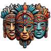 Maschere azteche, maya, inca intagliate ornate