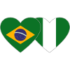 Brazil Nigeria Flag Heart