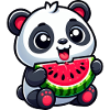 Panda With Watermelon Fruity Cute