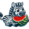 Zebra with watermelon fruity funny