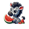 Zebra With Watermelon Fruity Funny