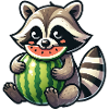 Raccoon with Watermelon Fruity Funny