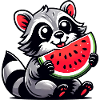 Raccoon with Watermelon Fruity Funny