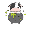 Cow Happy Halloween Cauldron Bat